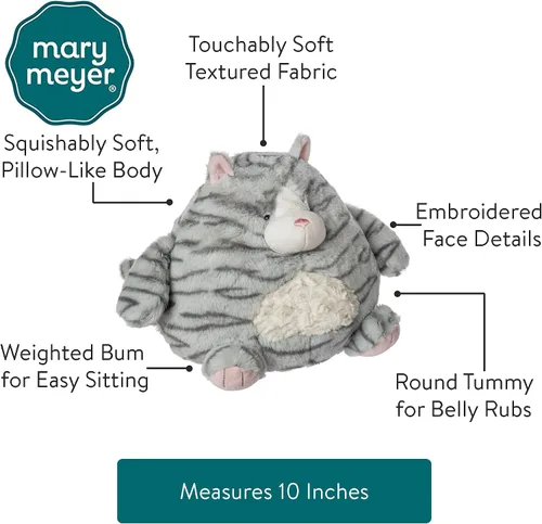 Miniatura 6 de Mary Meyer Almohada Puffernutter de peluche suave, 10 pulgadas, gatito