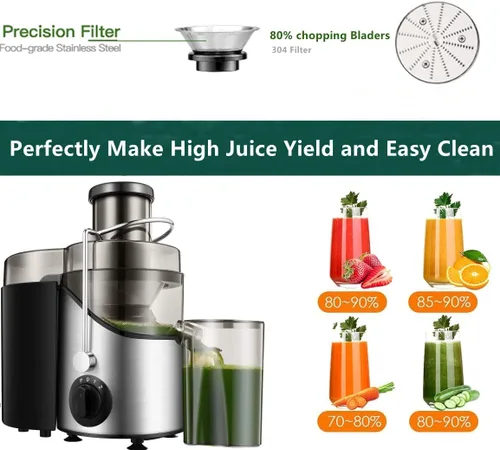 Miniatura 2 de Extractor de exprimidores de 400 W, centrífugo de jugo de canal de alimentación de 3 pulgadas para frutas y verduras enteras, sin BPA, máquina