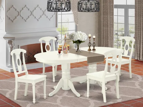 Miniatura 2 de East West Furniture Vancouver - Juego de cocina de 5 piezas para 4 personas, incluye una mesa de comedor ovalada con hoja de mariposa y 4 sillas