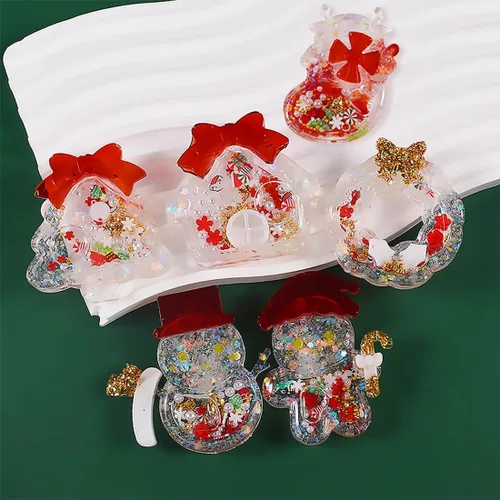 Miniatura 2 de 6 moldes de resina de Navidad 3D, moldes de resina de Navidad con película de sellado, copos de nieve, muñeco de nieve, arena movediza, moldes