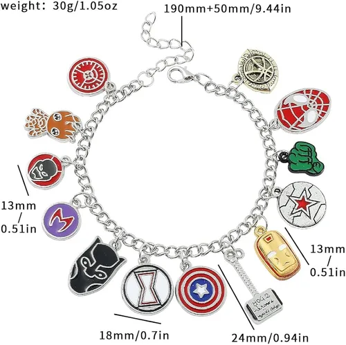 Miniatura 5 de Pulseras de la serie de dijes de película de dibujos animados de anime para mujeres, hombres y adolescentes, colgantes esmaltados, pulseras