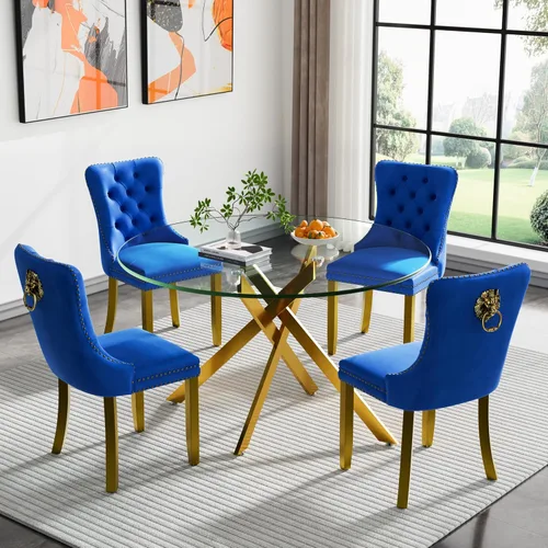 Miniatura 102 de HomVent Juego de mesa de comedor redonda de vidrio de 3 piezas, juego de mesa de comedor de vidrio templado para 2 mesas de cocina con 2 sillas