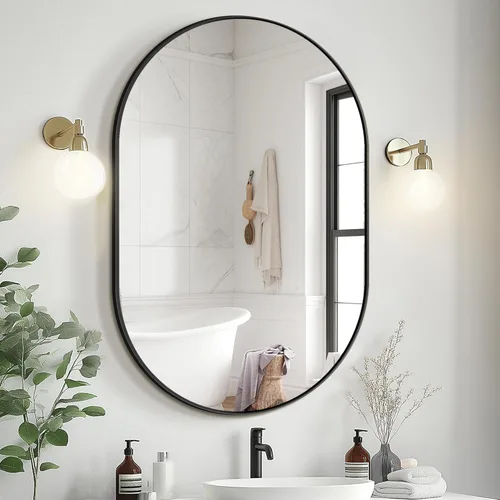 Miniatura 19 de Delma Espejo de gimnasio en casa, 48 x 24 x 2 unidades, vidrio templado grande de cuerpo completo, sin marco, montado en la pared para gimnasio