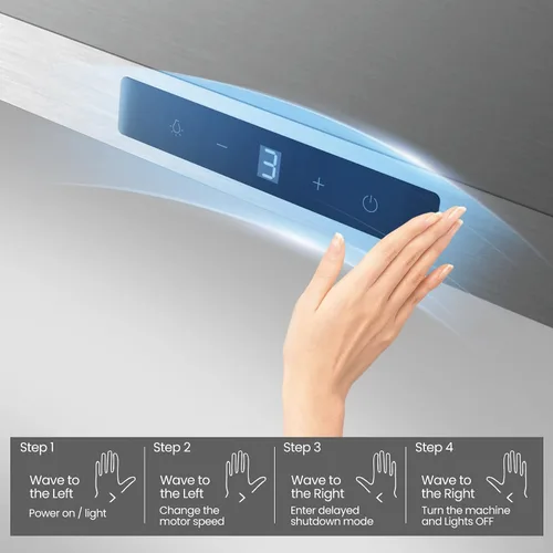 Miniatura 8 de COMFEE' CVP30W7AST Campana Extractora de 30 Pulgadas 450 CFM 3 Velocidades Detección de Gestos y Panel de Control Táctil Acero Inoxidable Montaje