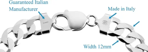 Miniatura 2 de Quadri - Pulsera de identificación extra brillante con eslabones cubanos de 0472in en plata de ley 925 italiana para hombres y niños de 8 a 9