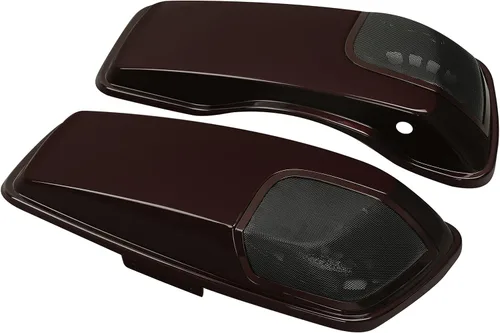Miniatura 20 de TCT-MOTORPARTS Alforjas de mezclilla negra con tapas, bocina de 5 x 7 pulgadas, rejillas para Harley Street Glide Road King Road Glide Ultra Limited