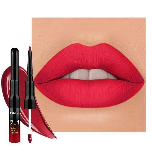 Miniatura 13 de 3 piezas 2 en 1 Set de delineador y lápiz labial líquido de color negro oscuro, púrpura y azul real para mujeres, tinte labial de larga duración, a