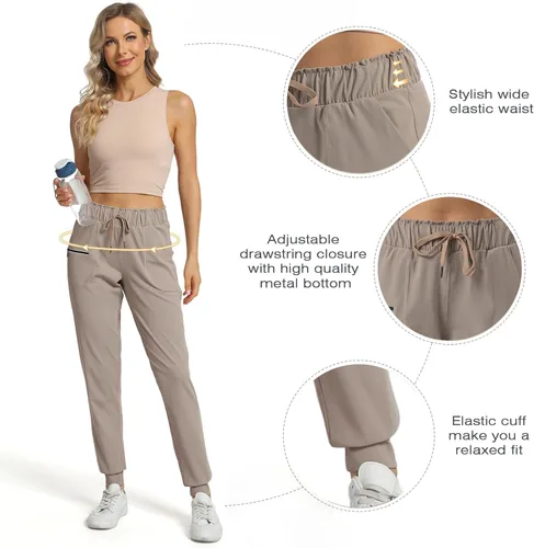 Miniatura 6 de Haowind - Pantalones deportivos para mujer con bolsillos y cintura elástica, cómodos pantalones de deportivos de descanso para deportes, gimnasio