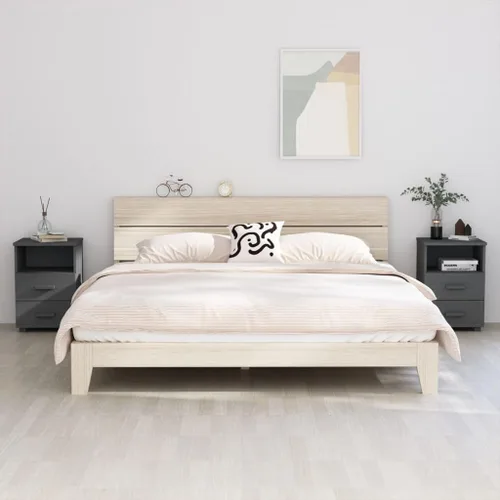 Miniatura 10 de Armario de noche con 2 cajones y 1 compartimento abierto, mesita de noche de madera, mesa auxiliar organizadora de almacenamiento para muebles