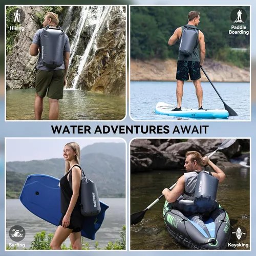 Miniatura 6 de MARCHWAY - Bolso seco flotante e impermeable 1.32/2.64/5.28/7.93/10.57 galones, parte superior enrollable, mantiene secos equipos de kayak rafting