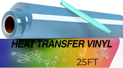 Miniatura 17 de HTVRONT Rollo de vinilo de transferencia de calor HTV – 12 pulgadas x 25 pies, vinilo negro para planchar para camisetas, fácil de desmalezar