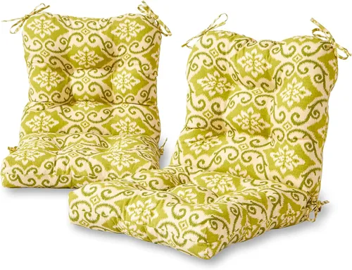 Miniatura 19 de Cojines para silla de exterior con bisagras, diseño de una sola pieza, cojín reversible para asiento y respaldo de patio con lazos, tela