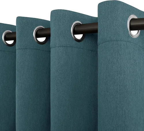 Miniatura 18 de Easy-Going - Cortinas opacas con aspecto de lino para oscurecer la habitación, con ojales para ventana, cortinas para dormitorio, sala de estar