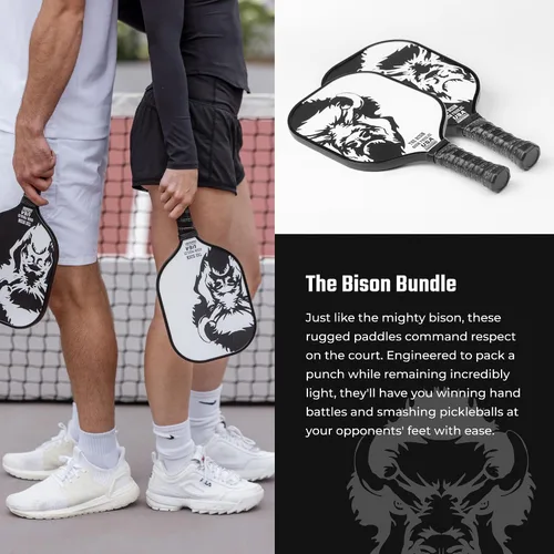 Miniatura 2 de Bison Paddles: Paletas de pickleball de grafito de carbono, raquetas ligeras de pickleball Núcleo compuesto de panal que mejora la colocación