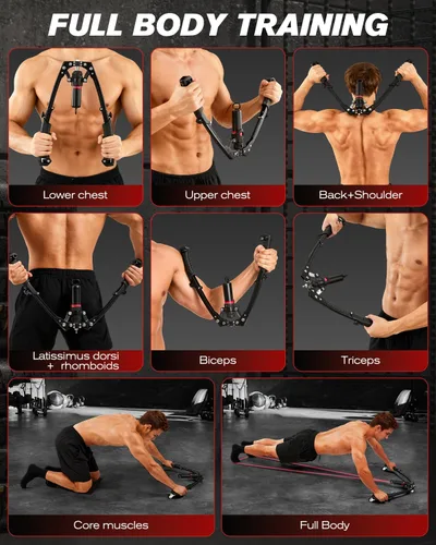 Miniatura 6 de Saker Twister Arm Trainer, equipo de entrenamiento hidráulico 3 en 1 con rueda de rodillo abdominal, entrenador de brazo ajustable de 22 a 440