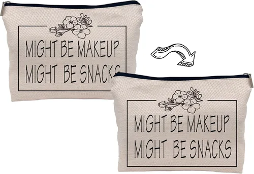Miniatura 3 de Might Be Makeup Might Be Snacks - Bolsa de maquillaje divertida para cosméticos, bolsa con cremallera, bolsa de artículos de tocador, regalos