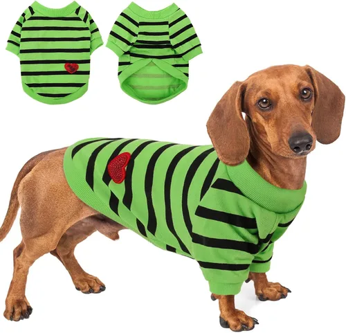 Miniatura 26 de Camiseta a rayas para perros y gatos, chaleco de algodón para primavera, verano, para mascotas, adecuada para mascotas pequeñas y medianas y Amarillo