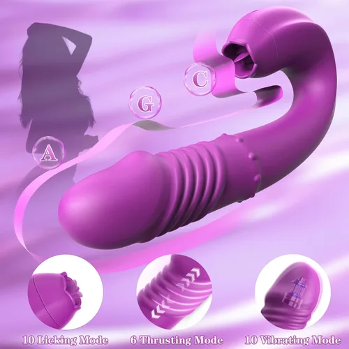 Miniatura 2 de Consolador de empuje - Juguetes sexuales para adultos, juguetes para lamer el clítoris, juguete sexual de conejo para mujeres con 10 modos de lamer
