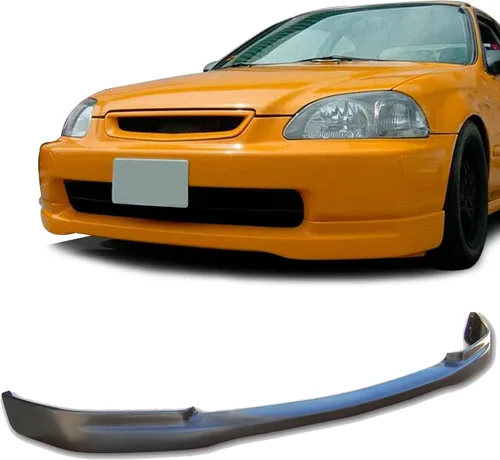 Miniatura 5 de Compatible con/Reemplazo para Labio de Parachoques Delantero, Spoiler de Labio Delantero PU Estilo MU Negro, Se Ajusta a Honda Civic Coupe Hatchback