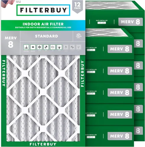 Miniatura 38 de Filterbuy - Filtro de aire de 16 x 25 x 1 pulgadas, MERV 8, Defensa Esencial contra el Polvo y las Alergias (paquete de 12), Filtros plisados