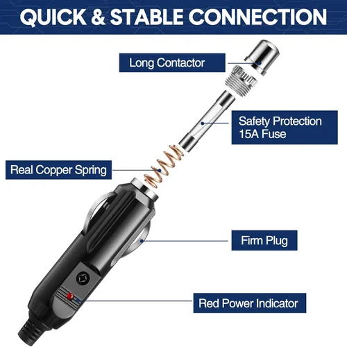 Miniatura 3 de Paquete de 4 encendedores de cigarrillos de 12 V, enchufe macho de 15 amperios, enchufe auxiliar de 24 V, enchufe de encendedor de cigarrillos