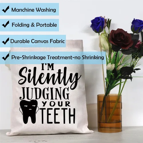Miniatura 7 de Regalo para dentistas, regalo para higienista dental, regalo para asistente dental, estoy juzgando silenciosamente tus dientes con cremallera