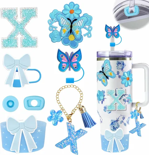 Miniatura 63 de 15 piezas de set de accesorios para vaso Stanley Cup 30oz 40oz con asa, incluye cubierta de pajita de silicona y bota, encanto de asa, encantos