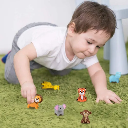 Miniatura 6 de ArtCreativity Juguetes de vinilo de animales del zoológico (paquete de 12) – Juguetes exprimibles surtidos figuras de animales de safari – Recuerdos