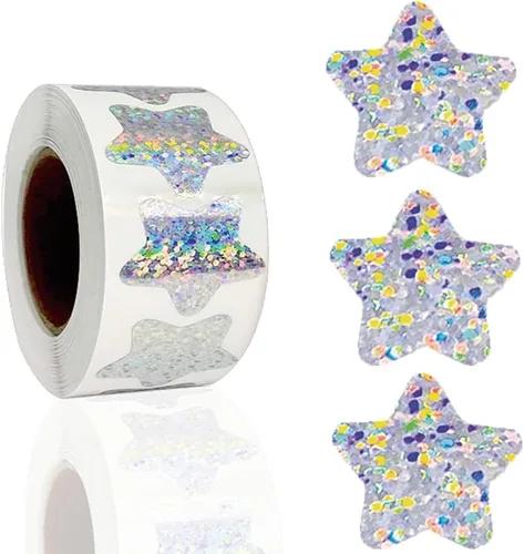 Miniatura 30 de 500 piezas de rollo de calcomanías lindas de patas de perro en glitter, etiquetas adhesivas de huellas de perro negro, etiquetas de vinilo