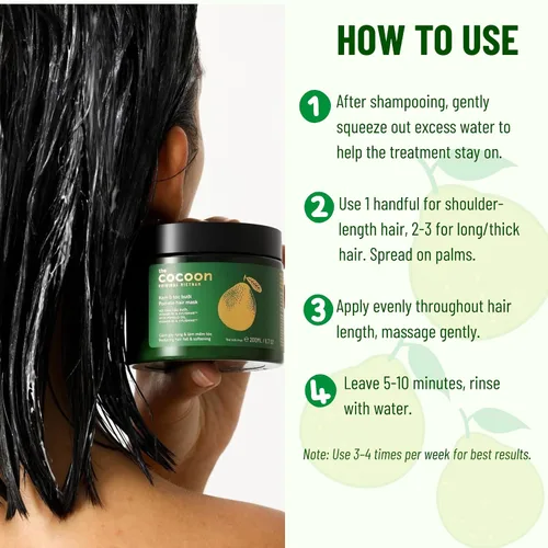 Miniatura 4 de Cocoon Original Viet Nam Pomelo Mascarilla capilar para cabello seco y dañado, tratamiento capilar acondicionador profundo con aceite esencial