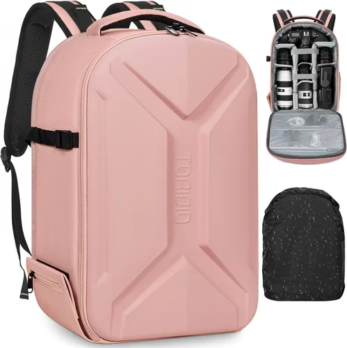 Miniatura 10 de Mochila para cámara, DSLR/SLR/SLR/sin espejo para cámara fotográfica con cubierta para lluvia, funda rígida impermeable para cámara con soporte
