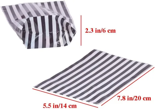 Miniatura 2 de YESON Bolsas de celofán transparentes con rayas negras para caramelos, paquete de 50 Rayas negras 7.8x5.5x2.3