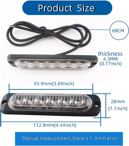 Miniatura 2 de YONGMING 6 luces LED estroboscópicas intermitentes de emergencia para camiones, vehículos, coches, mini parrilla, luces estroboscópicas de 12 V