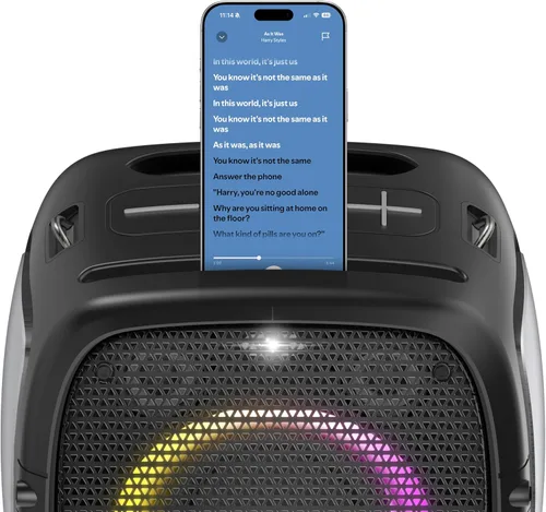 Miniatura 3 de AT&T Máquina de karaoke Bluetooth de 80 W con micrófonos inalámbricos duales y soporte ajustable Sistema de altavoces portátil recargable