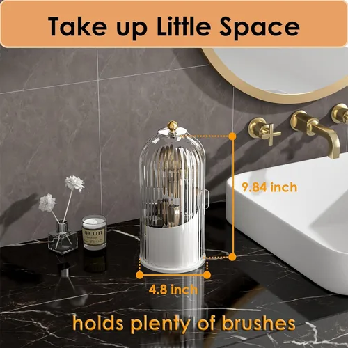 Miniatura 5 de Organizador de cuidado de la piel, organizador giratorio de 360 grados para brochas de maquillaje con tapa, organizador de brochas de maquillaje