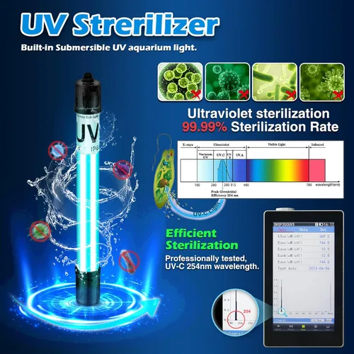 Miniatura 4 de Filtro U-V para acuario de 300 GPH para tanque de peces grande de 80-200 galones, potente bomba sumergible interna, máquina limpiadora de agua