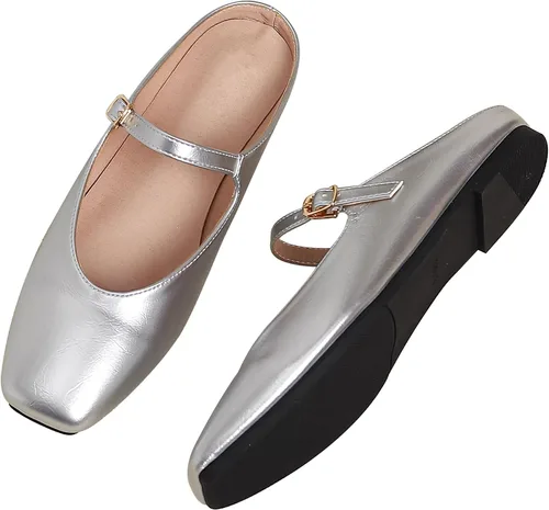 Miniatura 2 de Dear Time Pantuflas cómodas para mujer, con puntera cerrada, zapatos elegantes sin espalda, zapatos planos para mujer