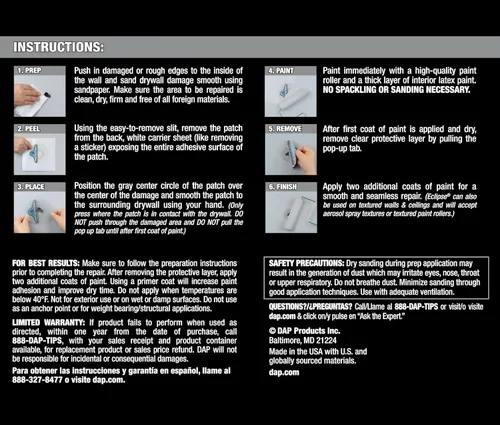 Miniatura 2 de DAP Eclipse Parche de reparación rápida de pared, 4 pulgadas (7079809163)