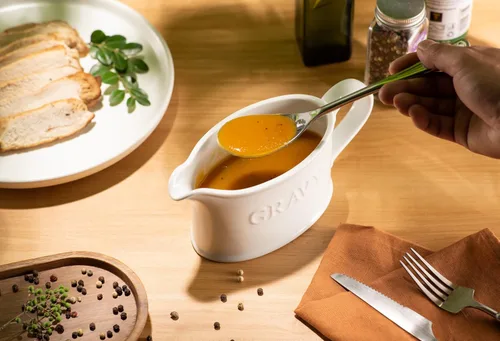 Miniatura 3 de Kook - Recipiente de cerámica para salsa, dispensador de servicio, jarra de porcelana para salsas, aderezos y crema, mango grande, apto para Blanco