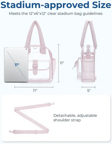 Miniatura 5 de BAGSMART Bolso Transparente para Eventos en Estadios 12 x 6 x 12, Bolso Bandolera Transparente para Mujeres para Viajes, Festival