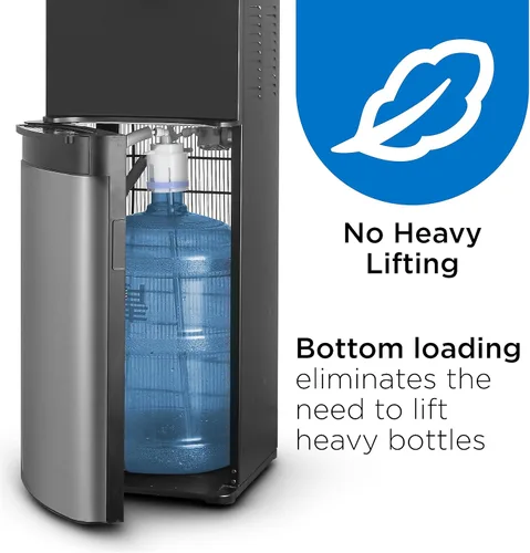 Miniatura 2 de Commercial Cool Dispensador de agua de carga inferior, para botellas de agua de 3 o 5 galones, color negro con puerta y borde de acero inoxidable