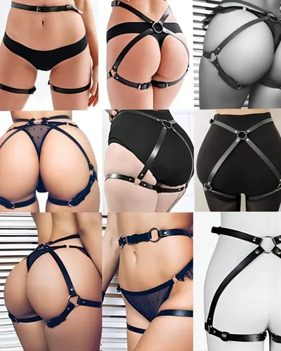 Miniatura 6 de Cadenas de cuerpo de cuero punk, arnés sexy para el vientre, cinturón gótico, fiesta, rave, muslo, pierna, liguero, accesorios de joyería