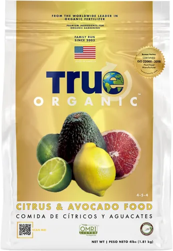 True Organic Alimentos para Cítricos y Aguacate – Fertilizante Orgánico para Follaje Abundante y Fruto Abundante – Bolsa de 4 libras Cubre 70 Pies