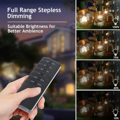Miniatura 3 de Regulador de Intensidad para Luces de Cadena al Aire Libre, Enchufe Regulador de Luz con Control Remoto, Temporizador de Luz Impermeable