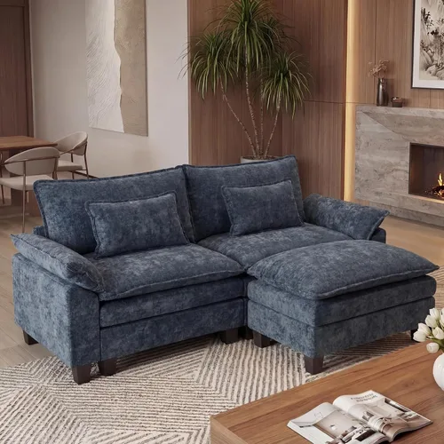 Miniatura 24 de URRED Cloud Couch Sofá Seccional Modular, Sofá Moderno en Forma de U de Asiento Profundo de 157", con 2 Otomanas y Almohadas, Sofás de Chenilla Azul