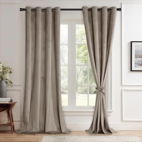 Miniatura 86 de JIUZHEN - Cortinas de terciopelo gris de 63 pulgadas opacas para sala de estar - Cortinas gruesas de terciopelo con ojales para ventana
