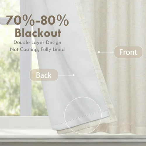 Miniatura 2 de DriftAway - Cortinas de Lino con Doble Capa, Blackout, de Atar, con Aislaje Térmico, Totalmente Forradas, Estilo Globo Romano, para Baño, con Lino