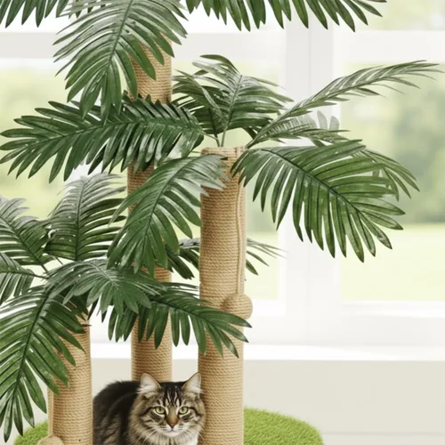Miniatura 7 de LEMONDA Poste rascador para gatos de 31.5 pulgadas, árbol rascador para gatos con 3 postes rascadores y 2 bolas interactivas colgantes, postes