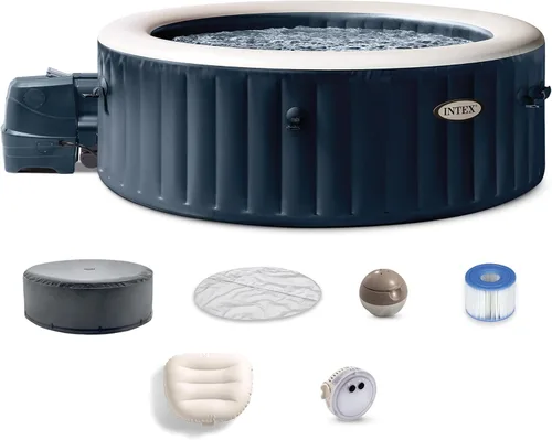 INTEX 28429EP PureSpa Plus Bubble Massage Spa Set - Incluye 2 reposacabezas contorneados - Luz LED - Capacidad para 4 personas - 77" x 28"