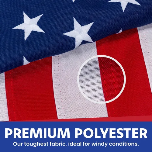 Miniatura 5 de Made in USA Flags Co - Bandera estadounidense de 3x5 - Bandera resistente de EE. UU. - Poliéster Premium PolyMax, rayas cosidas y estrellas bordadas